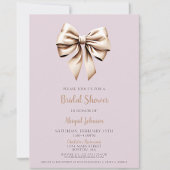 ベージュコケエレガントットボウブライダルシャワー 招待状