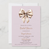 ベージュコケエレガントットボウブライダルシャワー 招待状 (正面)
