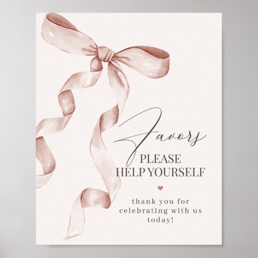 ベージュコケットバウパーティー装飾サイン ポスター (正面)