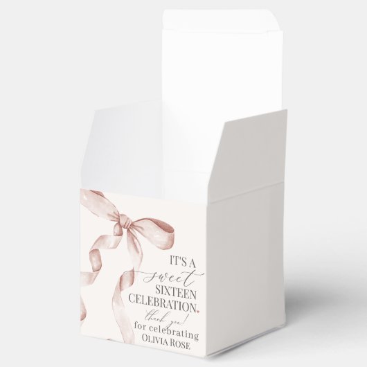 ベージュコケットボウスウィート16誕生日パーティギフト フェイバーボックス (オープン)