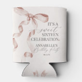 ベージュコケットボウスウィート16誕生日パーティーの好意 缶クーラー (裏面)