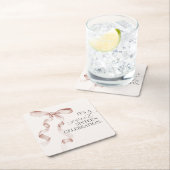 ベージュコケットボウスウィート16誕生日パーティードコール スクエアペーパーコースター (インサイチュ)