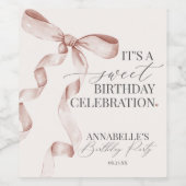 ベージュコケットボウバースデーパーティーの好意 ワインラベル (シングルラベル)