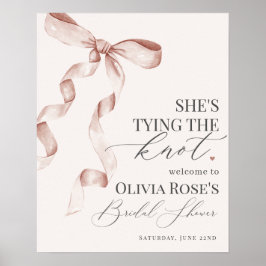 ベージュコケットボウブライダルシャワーウェルカムサイン ポスター