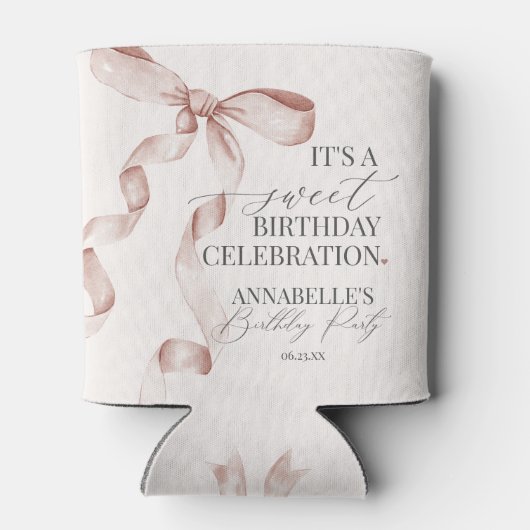 ベージュコケットボーガールバースデーパーティーの好意 缶クーラー (裏面)