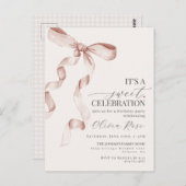 ベージュコケットボーガールバースデーパーティーの招待 ポストカード (正面/裏面)