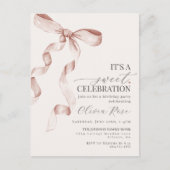 ベージュコケットボーガールバースデーパーティーの招待 ポストカード (正面)