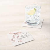 ベージュコケットボーガールバースデーパーティードコール スクエアペーパーコースター (インサイチュ)