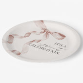 ベージュコケットボーガール誕生日シャワーデコール ペーパープレート (アングル)