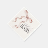 ベージュコケット弓女の子ベビーシャワーデコール スタンダードカクテルナプキン (角)