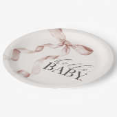 ベージュコケット弓女の子ベビーシャワーデコール ペーパープレート (アングル)