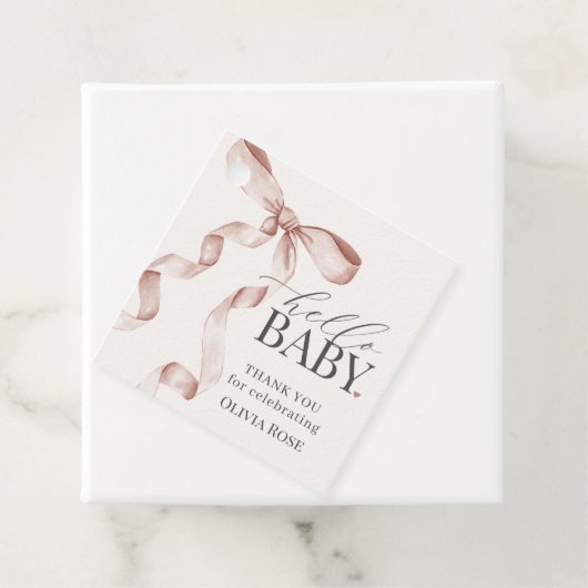 ベージュコケット弓女の子ベビーシャワー フェイバータグ (インサイチュ)