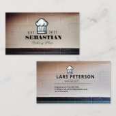 ベージュコンクリート壁レンガベーカリーショップロゴ 名刺 (正面/裏面)