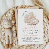 ベージュコーストエレガントパールベビーシャワー 招待状