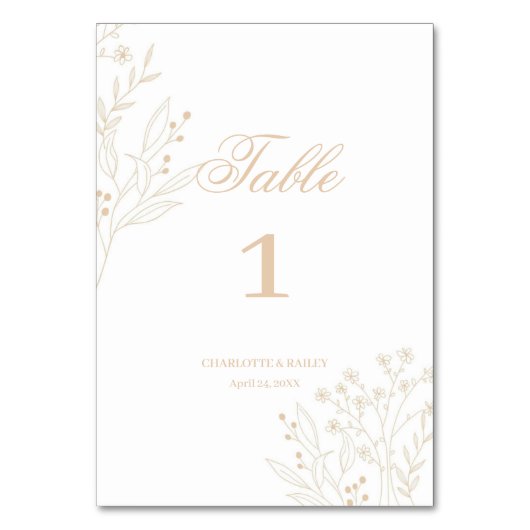 ベージュコーナーフローラボホ結婚ズ テーブルナンバー (正面)