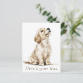 ベージュゴールデンパーソナライズされたレトリバーベビー ポストカード (スタンド正面)