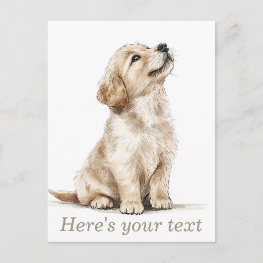 ベージュゴールデンパーソナライズされたレトリバーベビー ポストカード (正面)