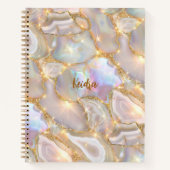 ベージュゴールドアゲートホログラフィックネーム ノートブック (正面)