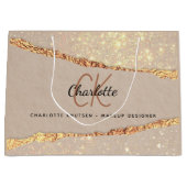 ベージュゴールドアゲート大理石モノグラムビジネス ラージペーパーバッグ (正面)