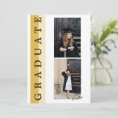 ベージュゴールド リニア 卒業発表カード 招待状 (スタンド正面)