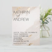 ベージュゴールド ヴィンテージ ウェディング インビテーション (スタンド正面)