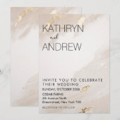 ベージュゴールド ヴィンテージ ウェディング 招待状 (正面/裏面)