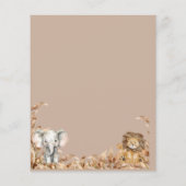 ベージュサファリテーマジャングル動物キッズパーティーメニュー (裏面)