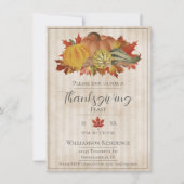 ベージュサンクスギビングカボチャとスカッシュディナー 招待状 (正面)