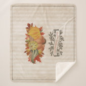 ベージュサンクスギビングカボチャとスカッシュ シェルパブランケット (正面)