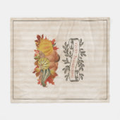 ベージュサンクスギビングカボチャとスカッシュ フリースブランケット (正面(横))