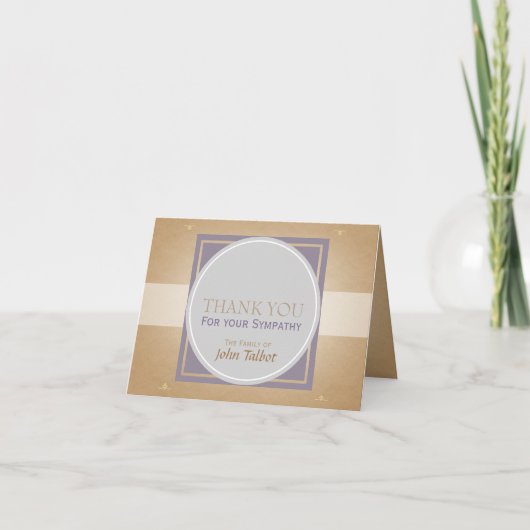 ベージュサークルPスクエアラベル悔やみや弔慰ありがとう サンキューカード (正面)