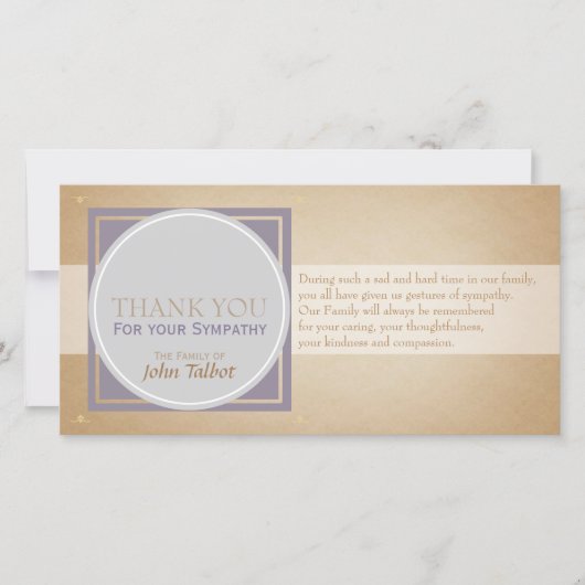 ベージュサークルPスクエアラベル悔やみや弔慰ありがとうP サンキューカード (正面)