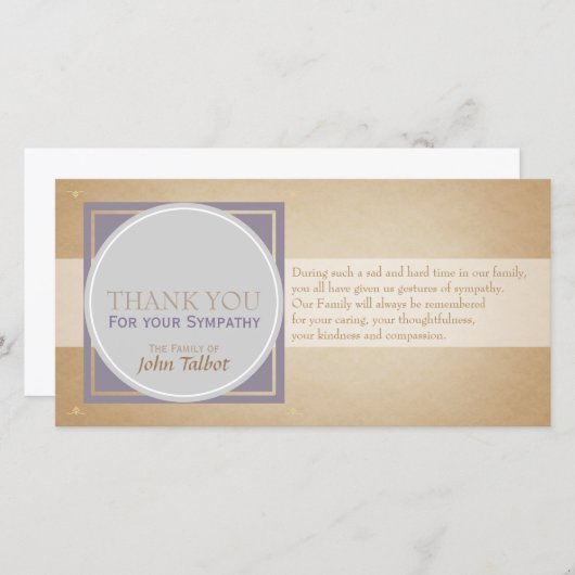 ベージュサークルPスクエアラベル悔やみや弔慰ありがとうP サンキューカード (正面/裏面)