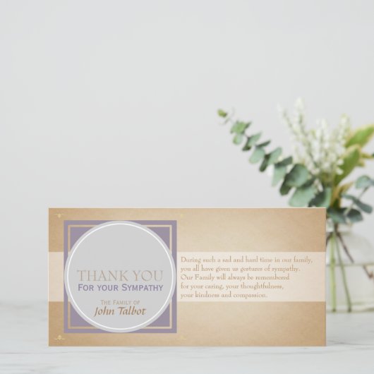 ベージュサークルPスクエアラベル悔やみや弔慰ありがとうP サンキューカード (スタンド正面)