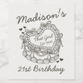 ベージュザガールレトロハートコケットケーキ誕生日 ワインラベル (シングルラベル)