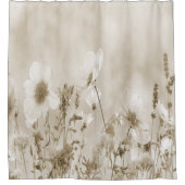 ベージュシェードワイルドフラワー シャワーカーテン (正面)