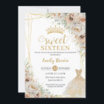 ベージュシャンパンクリーム金ゴールドフローラSweet sixteen 招待状<br><div class="desc">このベージュエレガントシャンパンクリームフローラ甘い16歳の誕生日の招待状を簡単かつ迅速に自分の言葉でパーソナライズ。単にクリックデザインツールを使用して編集ボタンをクリックして、文字をさらに編集し、フォントスタイルとフォント色を変更する。ストアで使用可能な一致アイテム。ハッピーキャットスタジオ</div>