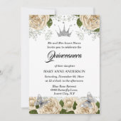 ベージュシルバーティアラバタフライバラキンセアニェラ 招待状 (正面)