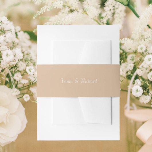 ベージュシンプルのスタイル化された名結婚前 招待状ベリーバンド