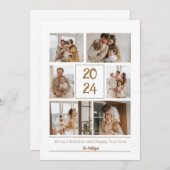 ベージュシンプルの家族の写真メリークリスマスカード シーズンカード (正面/裏面)