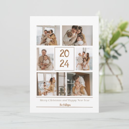 ベージュシンプルの家族の写真メリークリスマスカード シーズンカード (スタンド正面)