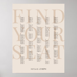 ベージュシンプルアルファベット座席図記号 ポスター