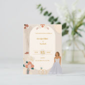 ベージュシンプルイラストレーション結婚式招待状 招待状 (スタンド正面)