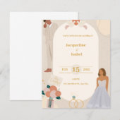 ベージュシンプルイラストレーション結婚式招待状 招待状 (正面/裏面)