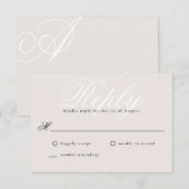 ベージュシンプルエレガントモダンモノグミニマルラムRSVP 出欠カード (正面/裏面)