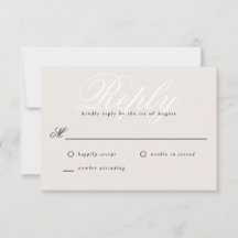 ベージュシンプルエレガントモダンモノグミニマルラムRSVP