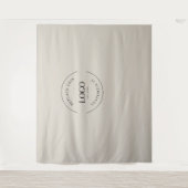 ベージュシンプルカスタムロゴ背景カンパニーブランディング タペストリー (正面)