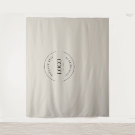 ベージュシンプルカスタムロゴ背景カンパニーブランディング タペストリー