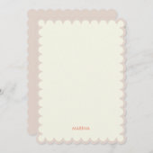 ベージュシンプルスカロップフレーム名前をカスタムする ノートカード (正面/裏面)