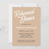 ベージュシンプルスタイル結婚ズリハーサルディナー 招待状 (正面)